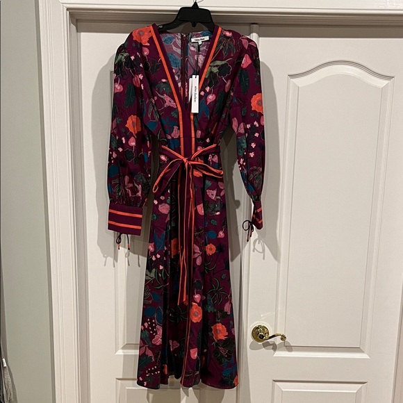 NWT Celina Moon Floral Print Long Sleeve Cotton Dress size L - Picture 3 of 10